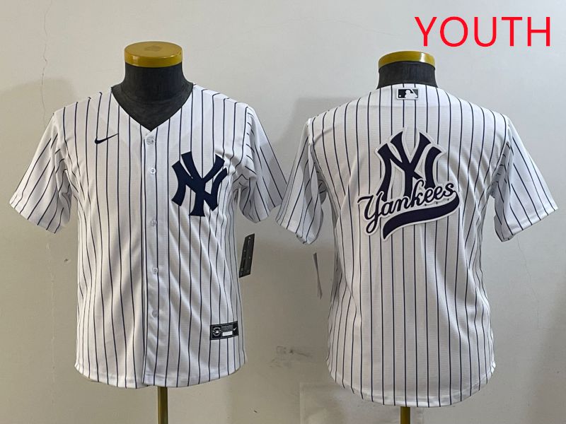 Youth New York Yankees Blank White Stripe Game 2025 Nike MLB Jersey style 23->youth mlb jersey->Youth Jersey